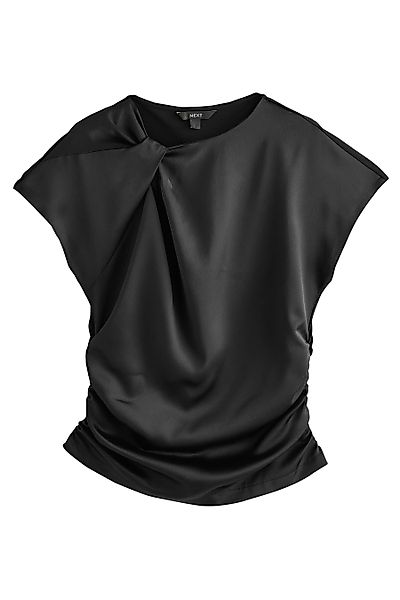 Next Kurzarmbluse Gerafftes Satin-Oberteil mit kurzen günstig online kaufen
