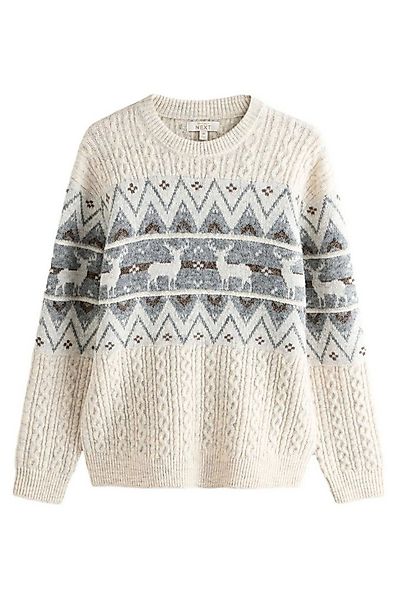 Next Norwegerpullover Regular Fit Pullover mit Fairisle-Muster + Hirsch (1- günstig online kaufen