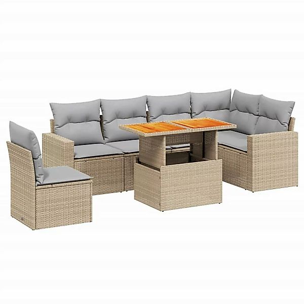 vidaXL 7-tlg Garten-Sofagarnitur mit Kissen Beige Poly Rattan Modell 314 günstig online kaufen