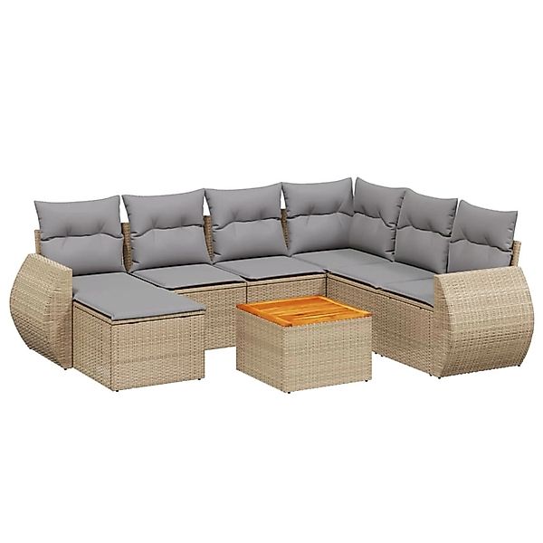 vidaXL 8-Tlg Garten-Sofagarnitur mit Kissen Beige Poly Rattan 3225121 günstig online kaufen