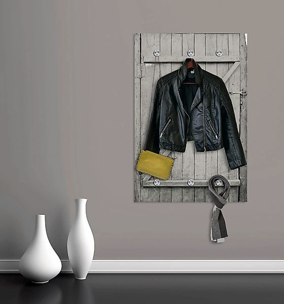 queence Garderobenleiste "Holztür" mit 6 Haken, 80 x 120 cm günstig online kaufen