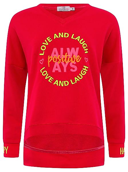 Zwillingsherz Sweatshirt, mit neonfarbener "Always Positive"-Stickerei im V günstig online kaufen