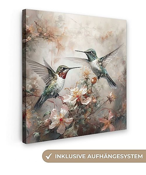 OneMillionCanvasses® Leinwandbild Kolibri - Vögel - Blumen - Pflanzen, Foto günstig online kaufen
