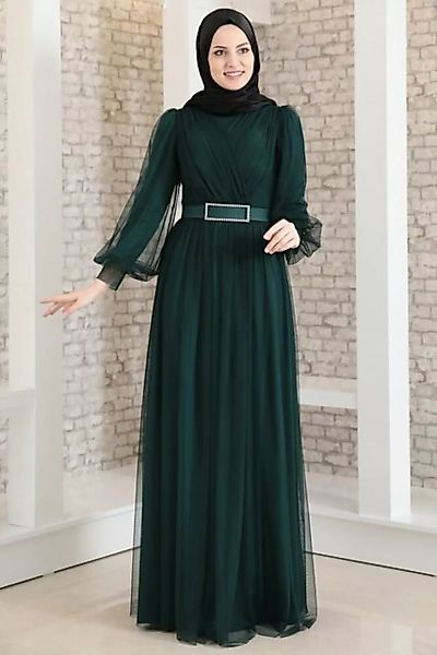 fashionshowcase Maxikleid Langärmliges Damen Abendkleid Smaragd-Grün - Mode günstig online kaufen