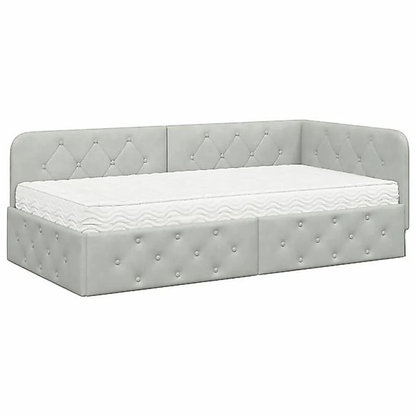 vidaXL Eckbettgestell mit Matratze Hellgrau 100 x 200 cm Samt 3394092 günstig online kaufen