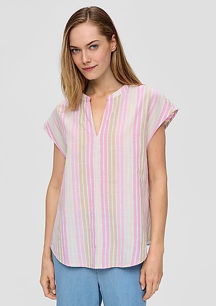 s.Oliver Kurzarmbluse Baumwollbluse mit Tunika-Ausschnitt im günstig online kaufen