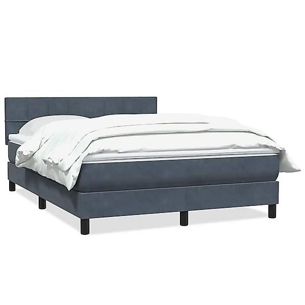 vidaXL Boxspringbett, Boxspringbett mit Matratze Dunkelgrau 140x210 cm Samt günstig online kaufen