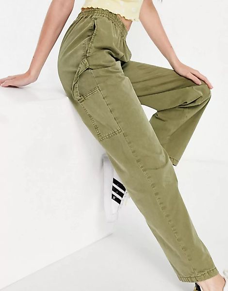 ASOS DESIGN – Hose zum Überziehen in Khaki mit Hammerschlaufe-Grün günstig online kaufen