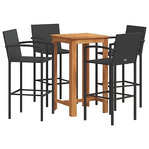 vidaXL 5-Tlg Gartenbar-Set Schwarz Massivholz Akazie und Poly Rattan 329527 günstig online kaufen