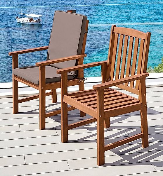 MERXX Gartenstuhl Montana (Set, 2 St), 2er Set, Alu/Textil, braun, inkl. Au günstig online kaufen