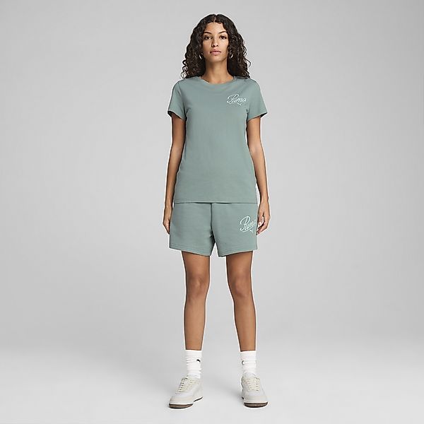 PUMA Sporthose "ESS SCRIPT 5" Hochgeschnittene Shorts Damen" günstig online kaufen