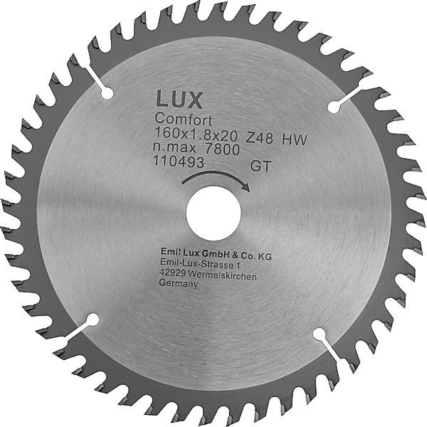 LUX-TOOLS HM-Kreissägeblatt 160 mm x 20 mm 48 Z günstig online kaufen