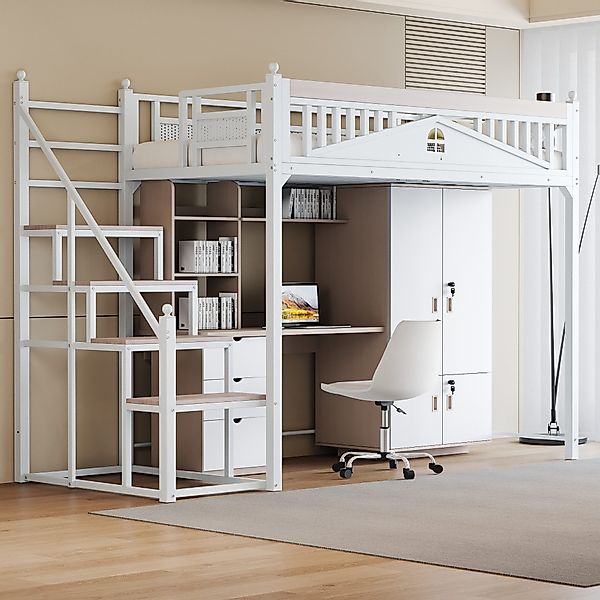 Flieks Hochbett Metallbett Kinderbett 90x200cm mit günstig online kaufen