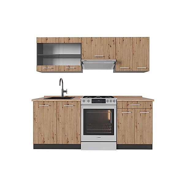 Vicco R-Line Küchenzeile Artisan Eiche/Anthrazit 200 cm AP Eiche ohne E-Ger günstig online kaufen