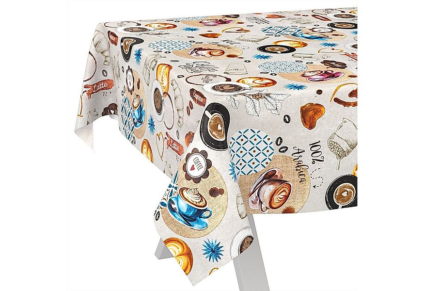 ANRO Tischdecke Wachstuch abwaschbar Coffee Time Tischwäsche (Einzelstück 1 günstig online kaufen