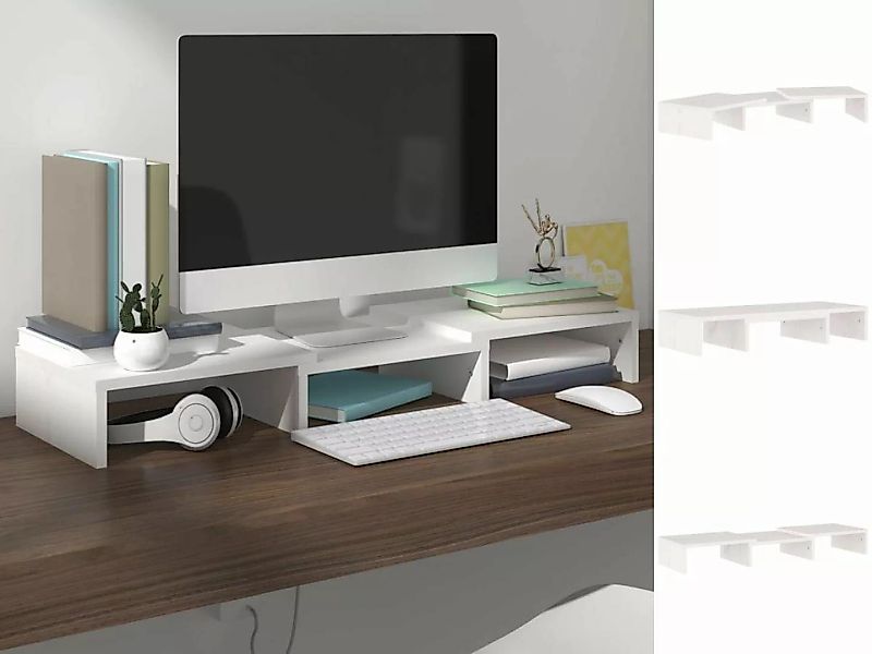 vidaXL TV-Schrank Monitorständer Weiß 60x24x10,5 cm Massivholz Kiefer Displ günstig online kaufen