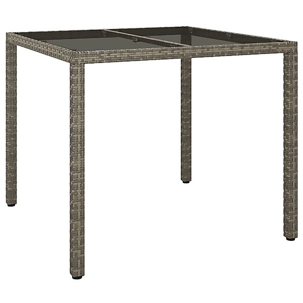 vidaXL Gartentisch 90x90x75 cm Gehärtetes Glas Poly Rattan Grau 316701 günstig online kaufen