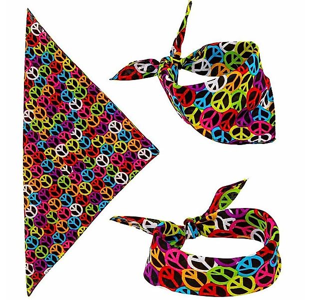 Widmann S.r.l. Kostüm Peace Bandana Halstuch 55 x 55 cm, Schwarz Bunt günstig online kaufen