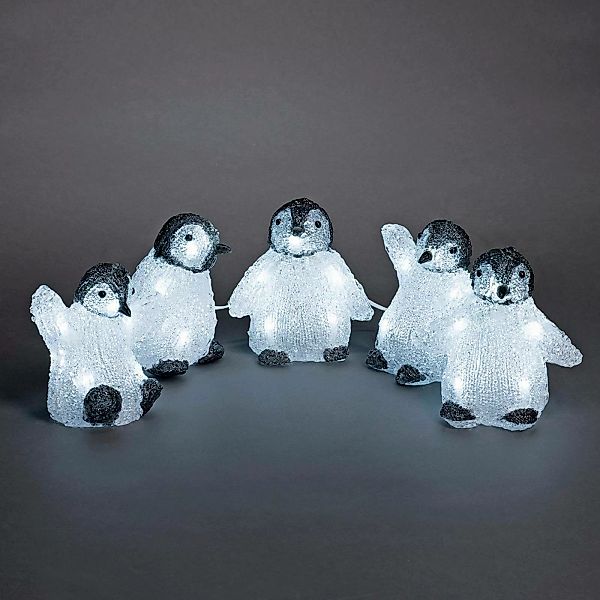 Fünferset LED-Acryl-Leuchtfiguren Babypinguine günstig online kaufen