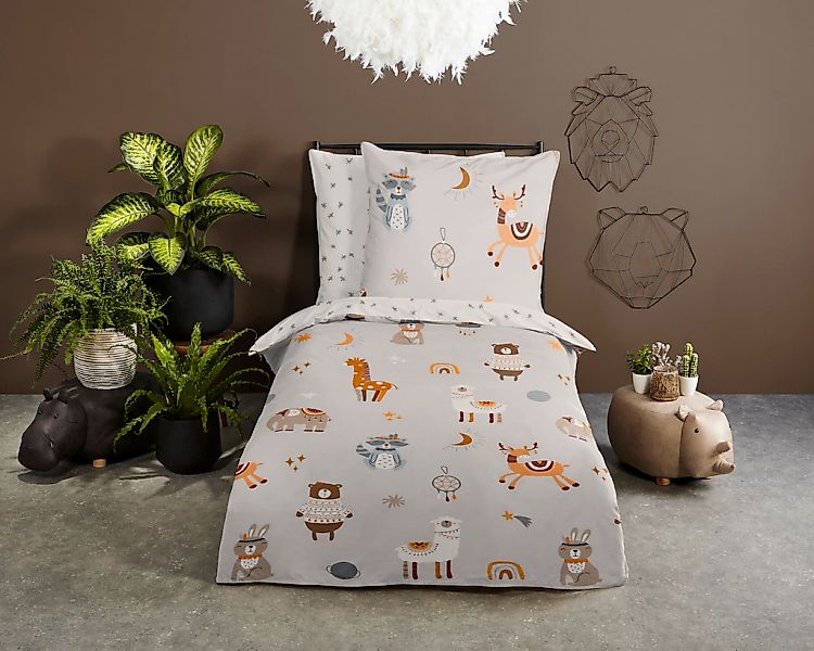 good morning Kinderbettwäsche "Woody" 2 Stk. tlg. Baumwolle, 135x200, Reißv günstig online kaufen