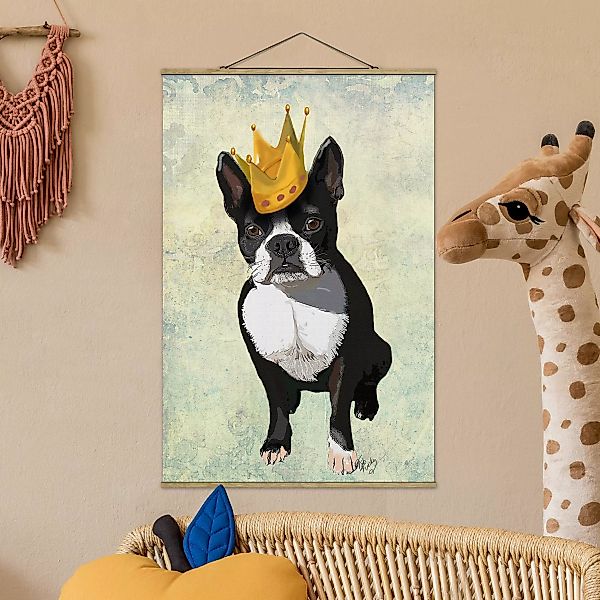 Stoffbild Tiere mit Posterleisten - Hochformat Tierportrait - Terrierkönig günstig online kaufen