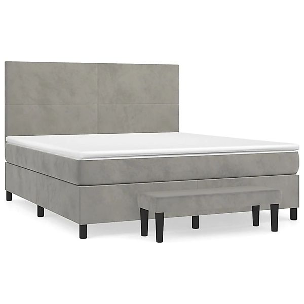 vidaXL Boxspringbett mit Matratze Hellgrau 180x200 cm Samt1388580 günstig online kaufen