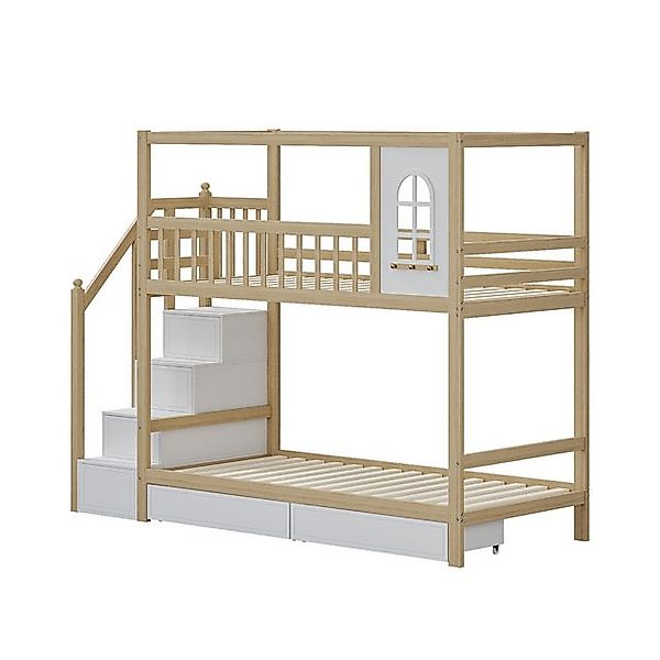 Gotagee Etagenbett Kinderbett Massivholz Doppelbett Hausform mit Fenstern S günstig online kaufen