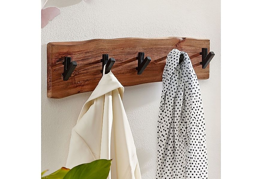 FINEBUY Garderobenpaneel Wandgarderobe Holz Metall Garderobe Flur Hakenleis günstig online kaufen