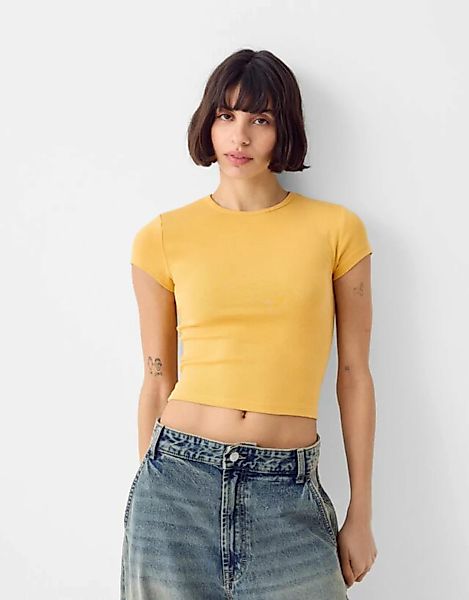 Bershka T-Shirt Mit Rundausschnitt Damen Xl Senffarbe günstig online kaufen