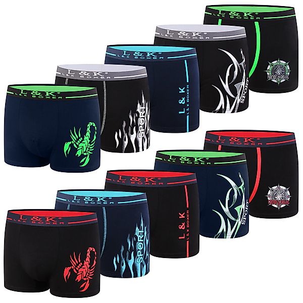 L&K Boxershorts 1102-1120 (10er-Pack) Unterhosen Herren günstig online kaufen