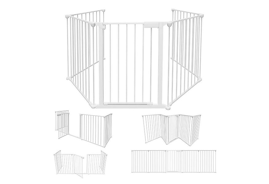 Clanmacy Kamingitter Kaminschutzgitter mit Tür 310cm,5teilig,Weiß, Metall,f günstig online kaufen