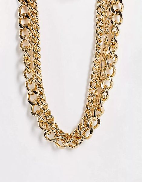 Topshop – Eng anliegende Halsketten in Gold-Optik im 3er-Multipack-Goldfarb günstig online kaufen