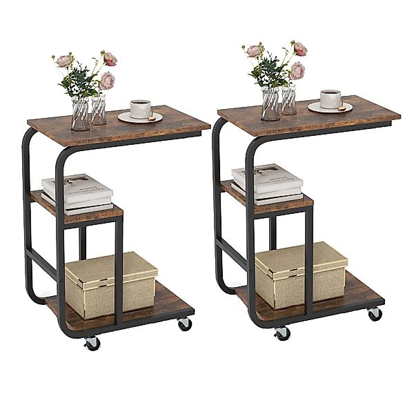 COSTWAY Beistelltisch (2-St), Laptoptisch mit Rollen, günstig online kaufen