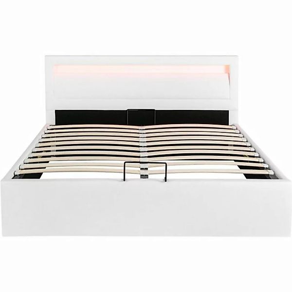 Gotagee Polsterbett Polsterbett Doppelbett mit LED+Lattenrost+Stauraum Kuns günstig online kaufen
