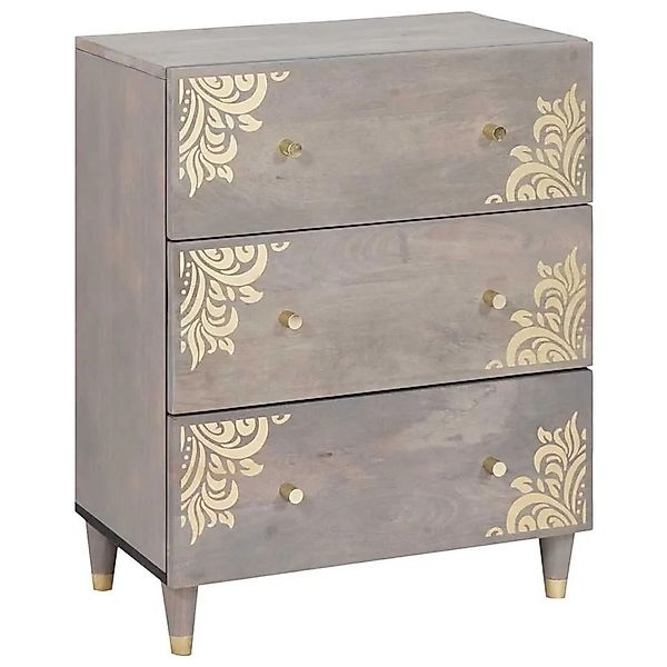 vidaXL Sideboard Grau und Gold 60 x 33 x 75 cm Massivholz Mango 4018775 günstig online kaufen