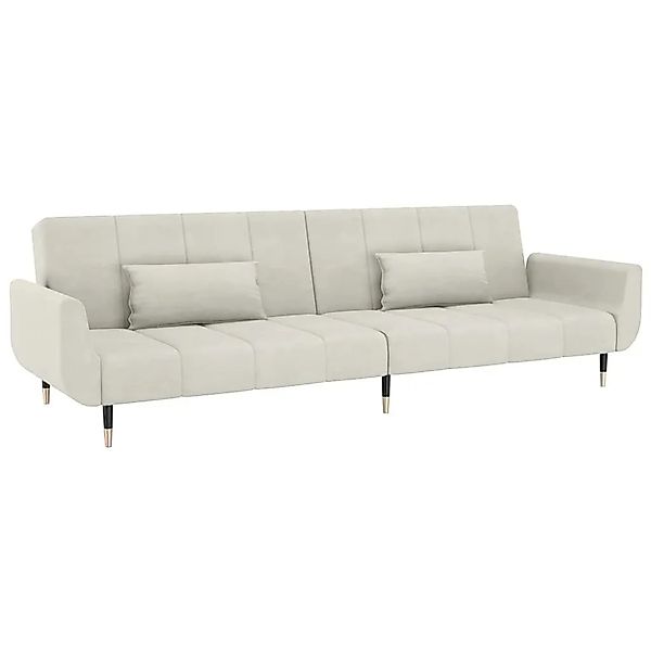 vidaXL Schlafsofa 2-Sitzer mit 2 Kissen Creme Samt 337591 günstig online kaufen