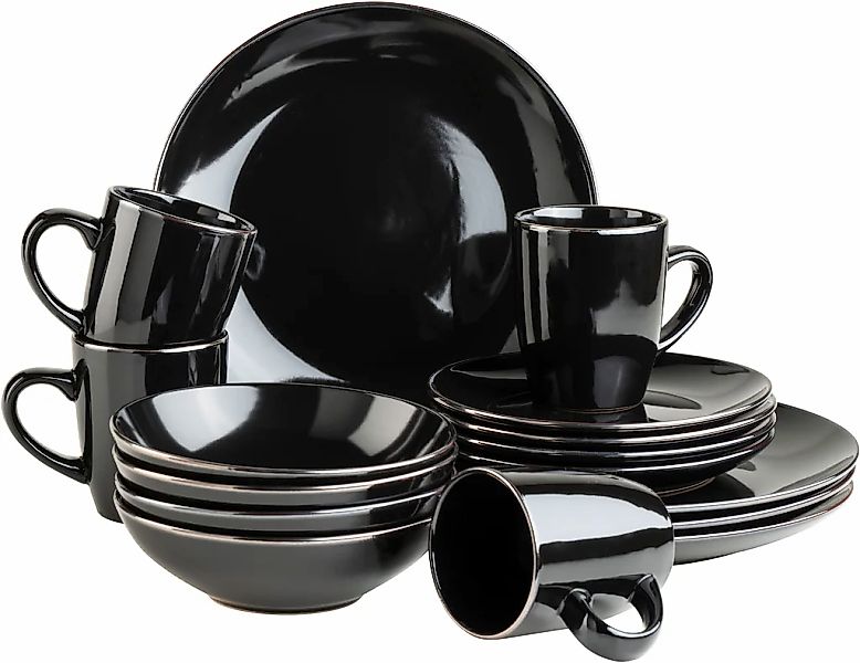 MÄSER Kombiservice "METALLIC RIM, Geschirr-Set, Steinzeug" günstig online kaufen