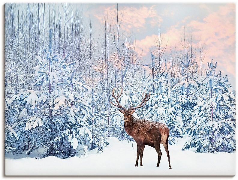 Artland Wandbild Hirsch im Winterwald, Hirschbilder (1 St), als Leinwandbil günstig online kaufen