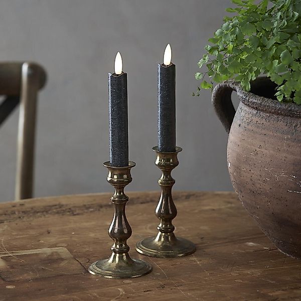 STAR TRADING Tischleuchte LED Kerze Flamme in Schwarz 2x 0,06W 150mm, LED günstig online kaufen