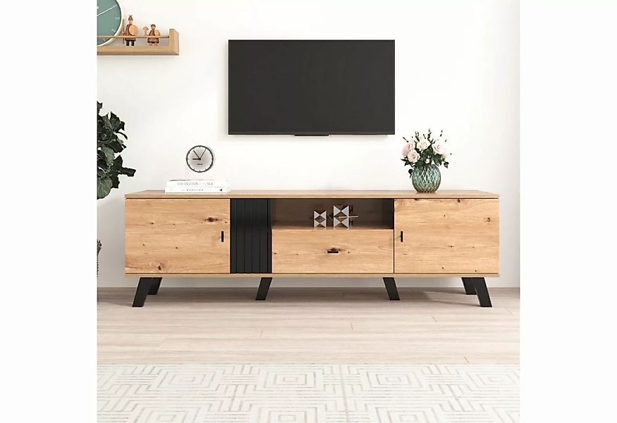 OKWISH TV-Schrank Fernsehschrank Lowboard TV-Möbel 170 x 40 x 50cm mit Schu günstig online kaufen