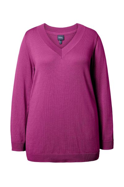 Ulla Popken Strickpullover Pullover V-Ausschnitt Langarm günstig online kaufen