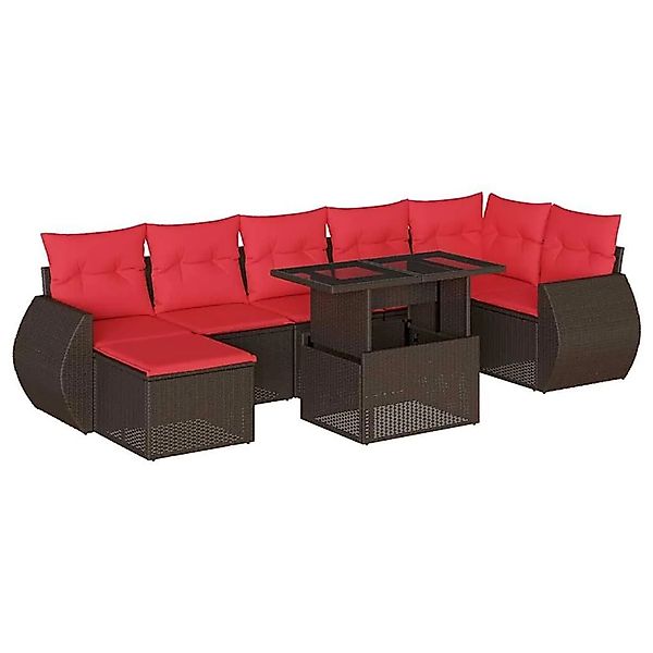vidaXL 8-Tlg Gartensofa-Set mit Kissen Braun Polyrattan 3268694 günstig online kaufen