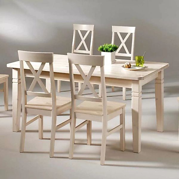 Massivholztisch in Weiß Kiefer Massivholz günstig online kaufen