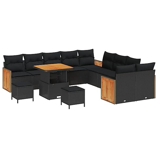 vidaXL Gartensofa-set mit Kissen 17-Tlg Schwarz Poly-Rattan 3365309 günstig online kaufen