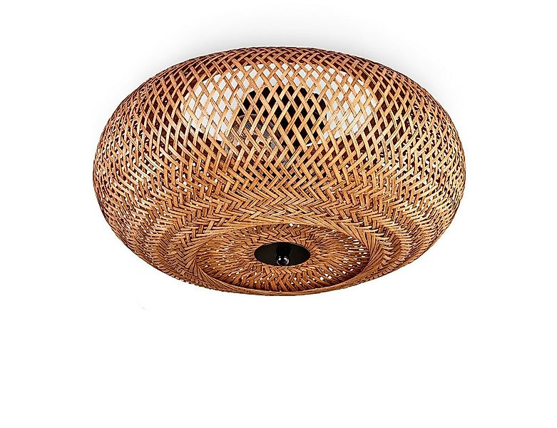 hofstein Deckenleuchte moderne Deckenlampe aus Metall/Bambus/Holz in Schwar günstig online kaufen