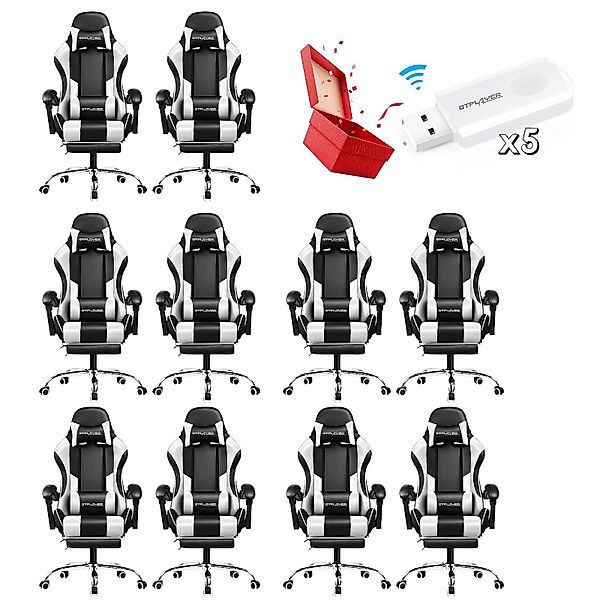 GTPLAYER Gaming-Stuhl Bürostuhl mit Massagefunktion, Fußstütze, günstig online kaufen