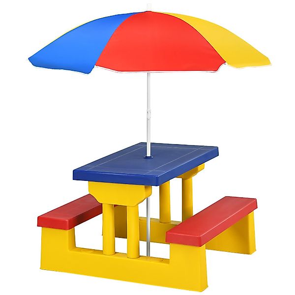 COSTWAY Kindersitzgruppe Sitzgarnitur, Kindertisch, mit Sonnenschirm günstig online kaufen