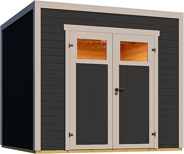 Weka Gartenhaus Batu 2 Flachdach Doppeltür Dark Grey 250 cm x 250 cm günstig online kaufen