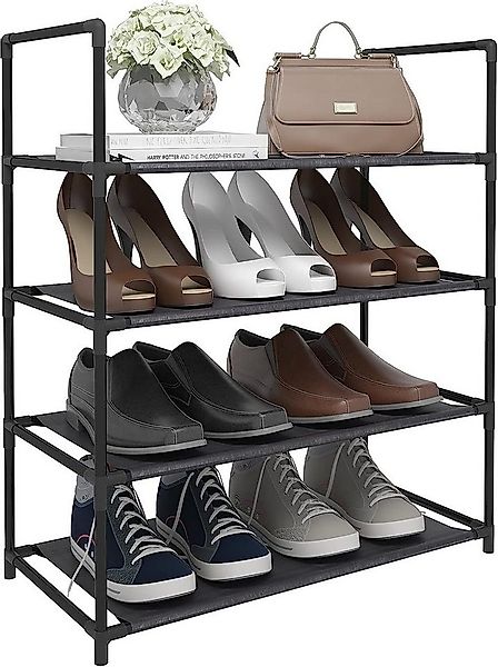 Woltu Schuhregal, 1-tlg., mit 4 Ablagen Schwarz für 12 Paar Schuhe 60x28x71 günstig online kaufen