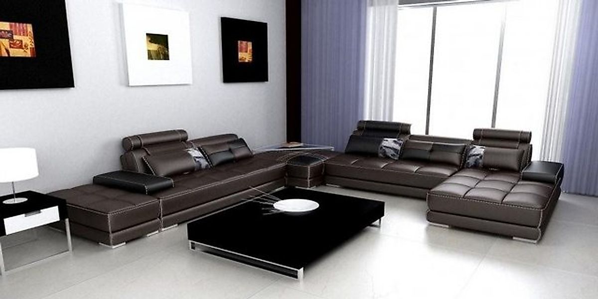 Xlmoebel Ecksofa XXL Designer Ecksofa Wohnlandschaft aus grauem Leder mit U günstig online kaufen